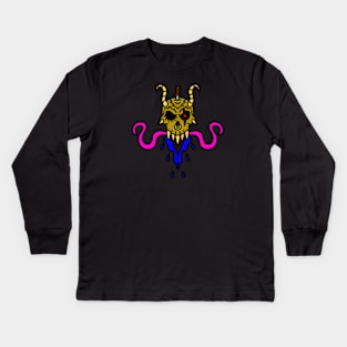 Octo Skull with Horns Kids Long Sleeve T-Shirt